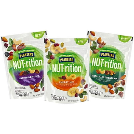 Planters NUT-rition Trail Mix Variety Pack, Includes 1 Energy Mix, 1 Antioxidant Mix, and 1 Essential Nutriets Mix, 3 CT