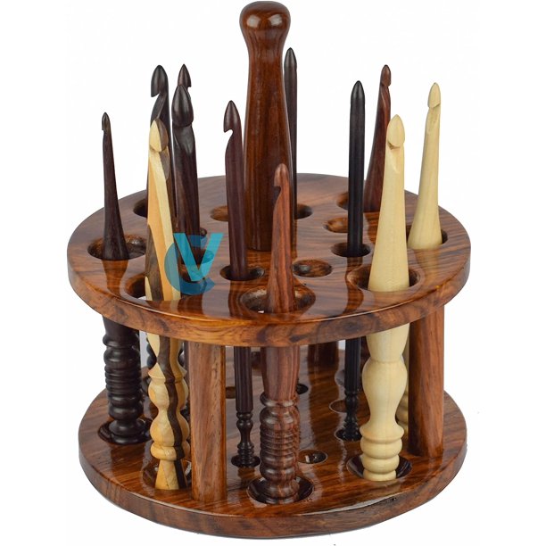 Crochet Hook Needle Holder Wooden Yarn Holder,Knitting and Crochet