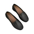 thumbnail image 3 of Women's Classic Solid Color Flat Casual Slip On Outdoor Black Faux Leather Shoes Black qILAKOG Size 7.5, 3 of 8