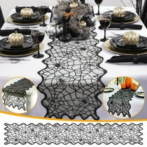 Kbndieu Halloween Lace Table Runner, Black Spider Web Table Runners for Halloween Decor/Party Dinner Table Decorations 72 Inch