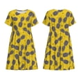 thumbnail image 3 of Bixox Robe d'Été à Manches Courtes pour Femmes Robe Ample Longueur Genou avec Poches-Ananas d'Été, 3 of 7