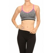 Sassy Apparel Womens Gym Athletic Workout Compression Sports Bra (Small/Medium, Pink)