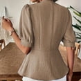 thumbnail image 5 of Women Business Casual Tops 2026 Summer Dressy Blouses Short Sleeve Peplum Work Shirts V Neck Office Outfit by Yigetop Khaki XL, 5 of 8