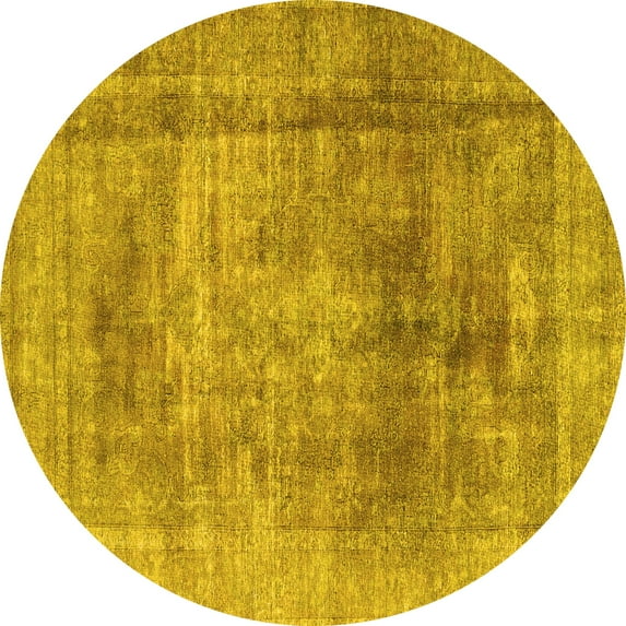 Ahgly Company Indoor Round Persian Yellow Traditional Area Rugs, 3' Round