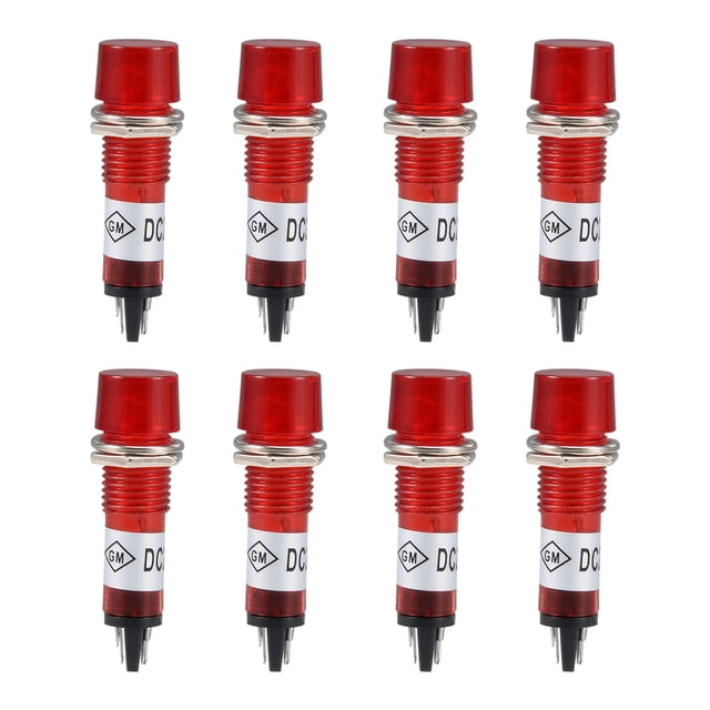 Unique Bargains Signal Indicator Dash Light DC 24V LED Bulbs XD10-3 Red 10mm Panel Mount 8Pcs