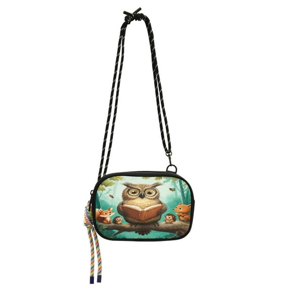 Stylish Crossbody Phone Bag Purse Handbags Adjustable Strap, Compact Design for Essentials Owl Wearing Glasses