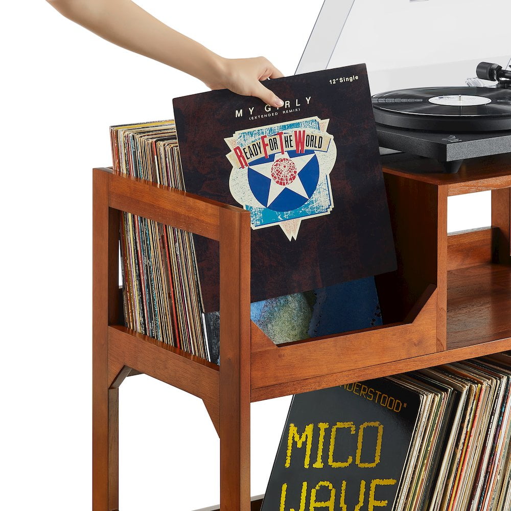 Crosley Furniture Asheville Mid-Century Modern Media Console Record Player Stand, Storage for Vinyl Records