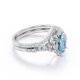 thumbnail image 3 of JeenMata Anillo de Bodas de 1,35 Quilates con Forma de Huevo en Forma de Chevron en Color Azul Cielo con Pavé de Moissanita y Aguamarina Engastado en Oro Blanco de 18 K sobre Plata, 3 of 6