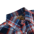 thumbnail image 4 of Coevals Club Mens Pearl Snap Plaid Western Cowboy Button Up Long Sleeve Shirts Blue White Orange 15 Small, 4 of 7