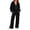 Black #2, variant on Womens Two Piece Sets Work Wide Leg Sweatpants Matching Long Sleeve Zip Up Hoodies Lightweight Fall Trendy Sets with Pockets Black S