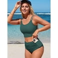 thumbnail image 3 of Asoul Women's Ruched Bikini Sets Sporty Two Piece Swimsuits Strapy Bathing Suit with Pockets, 3 of 6