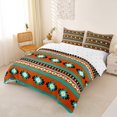 thumbnail image 3 of jejeloiu Bold Aztec Duvet Cover Queen For Men Women,Tribal Pattern Queen Bedding,Orange Teal,Reversible,3 Pieces,1 Duvet Cover and 2 Pillowcases, 3 of 6