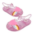 thumbnail image 5 of Xfvqtps Girls Jelly Sandals Cross Straps Closed Toe Hollow out Sequin Love Rainbow Decoration Adjustable Buckle Durable Non Slip Washable Lightweight Summer PVC Water Shoes for 2-10 Years Pink, 5 of 9
