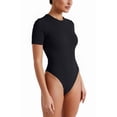 thumbnail image 7 of Vafful Bodysuits for Women Short Sleeve Going Out Outfits Shirts Body Suits Ribbed Knit Slim Fitted Button Down Tops Black S, 7 of 7
