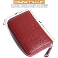 thumbnail image 6 of Credit Card Holder RFID Blocking Genuine Leather Mini Credit Card Wallet Purse with Zipper Womens Small id Compact Slim Blocked Zip Accordion Wallets Case for Women Men, 6 of 8