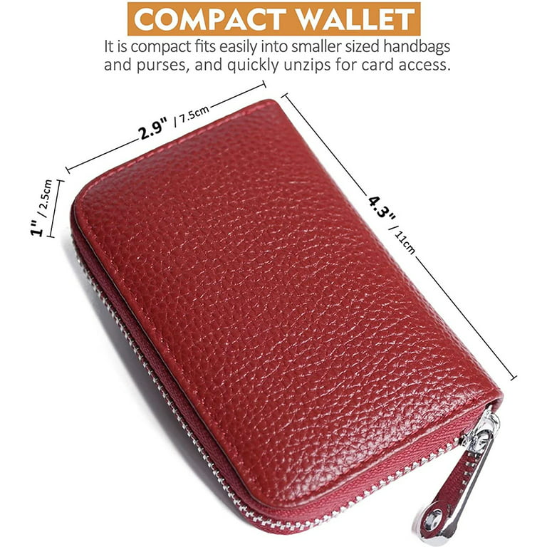 Men Women Wallet Card Holder Leather RFID Blocking Zipper Pocket