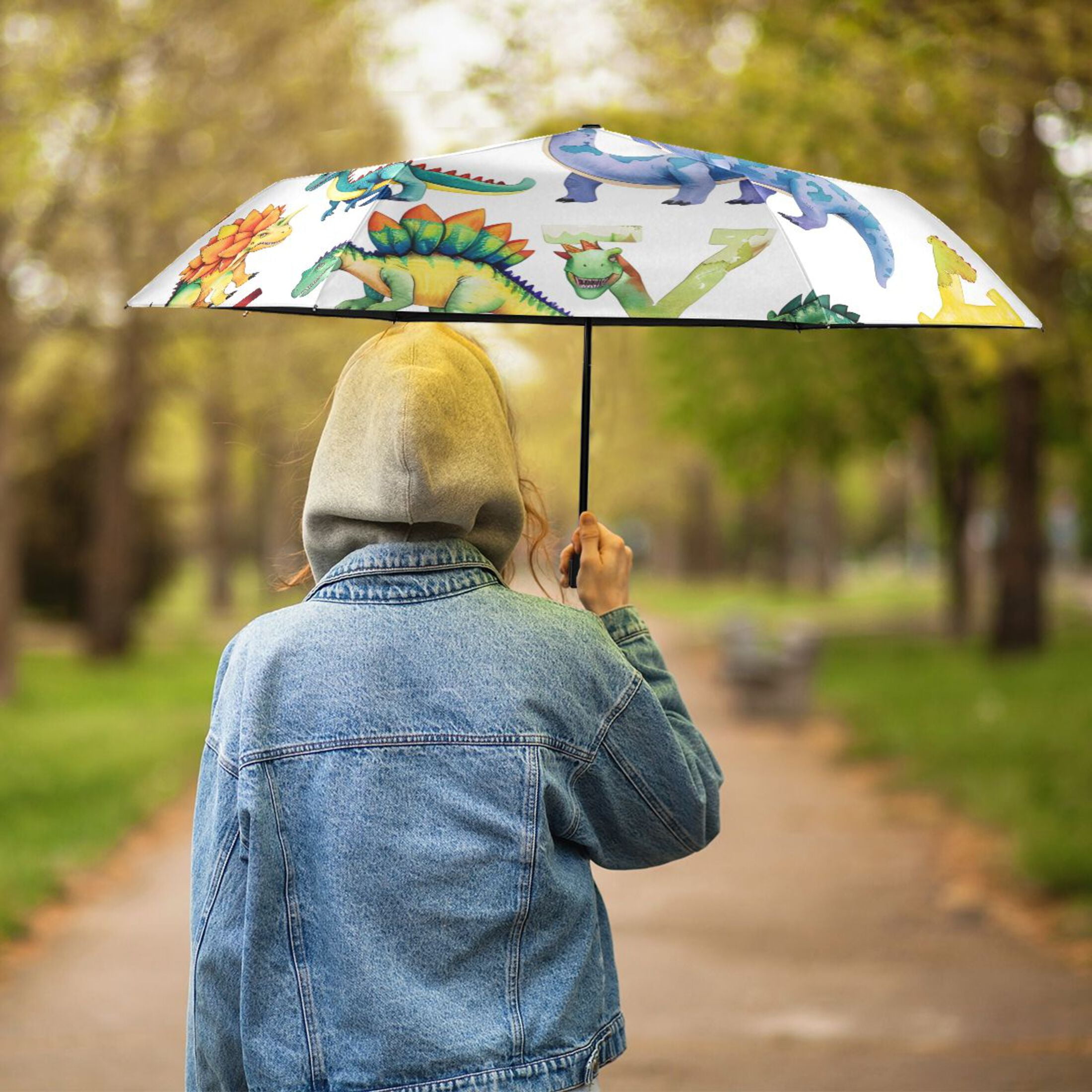 Dinosaur and Character Compact Sun Umbrella Windproof Travel Umbrellas for Rain Strong Portable UV Protection