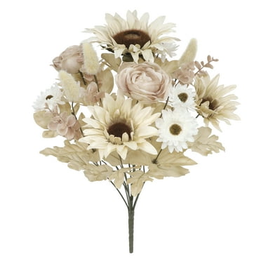 18" Cream Sunflower Mix Deluxe Bush by Ashland® - Fall Floral for Crafts and Home Decor