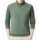 thumbnail image 1 of Blusa y camisa de manga larga con cuello vuelto para hombre, color liso, intensificación de patrón, cálida, con cuello vuelto, blusa de poliéster para hombre., 1 of 4