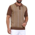 thumbnail image 5 of INSPIRE CHIC Men's Houndstooth Polo Shirts Summer Short Sleeve Casual Knit Shirt 2XL Brown, 5 of 5