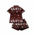 thumbnail image 7 of asdoklhq Cotton Pajamas for Women Women Christmas Printed Stand Up Collar Pocket Short Sleeved Top Shorts Home Wear Pajama Set Red M, 7 of 7