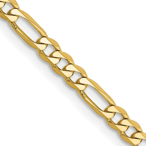 14K Yellow Gold Figaro Chain Necklace 16 inch 3 mm Flat with Lobster Clasp