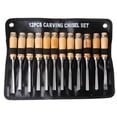 thumbnail image 3 of 12 Pcs Steel Wood Carving Hand Chisel Set Woodworking Lathe Gouges Tools, 3 of 8