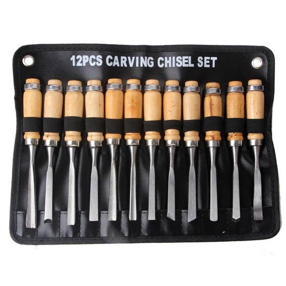 12-Piece Wood Chisel Set Wood Carving Tools Set with Storage Bag for Woodworking