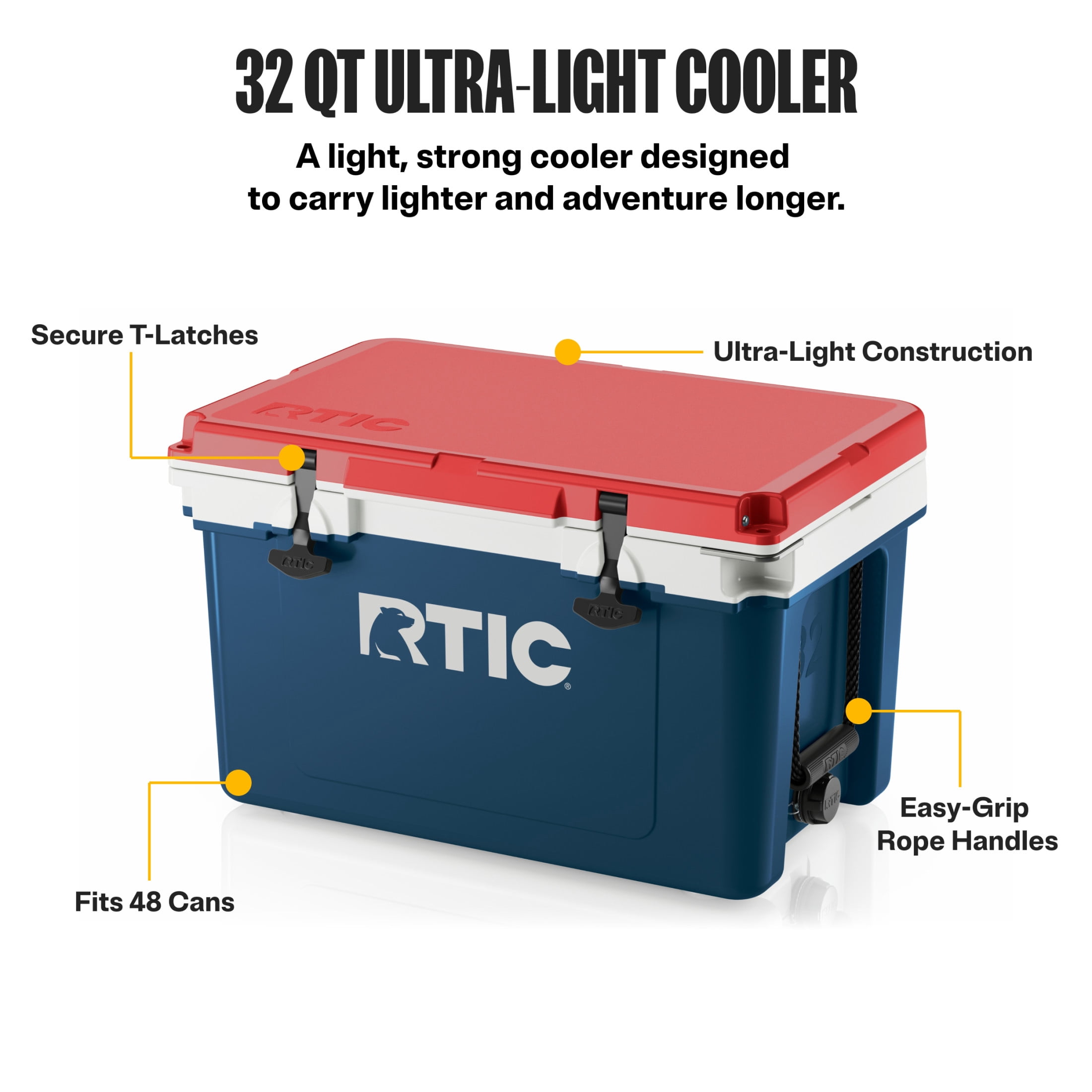 RTIC 32 QT Ultra-Light Cooler, Snapdragon, Fits 48 Cans, 5-Day Ice