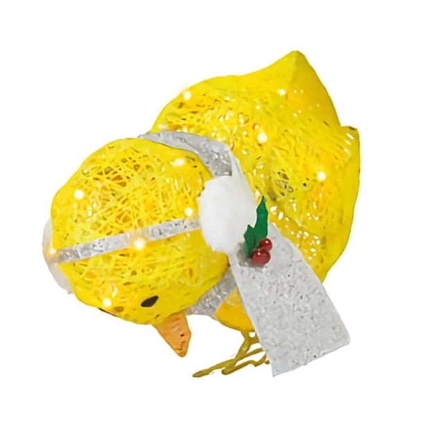 Bewildely Chick luminoso de invierno de Navidad con bufanda, manualidades de escritorio, luces nocturnas, jardín plano, escultura al aire libre, Kits de decoración para fiestas Tipo 2
