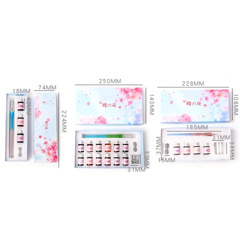 Flm 1 Set Dip Pen Translucent Cherry Blossom Decor Paillette Print Glass  Ink Pen Set for Gift 