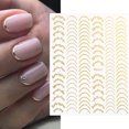 3D Lines Nail Stickers DIY Rose Gold Metal Stripe Lines Letters Decals