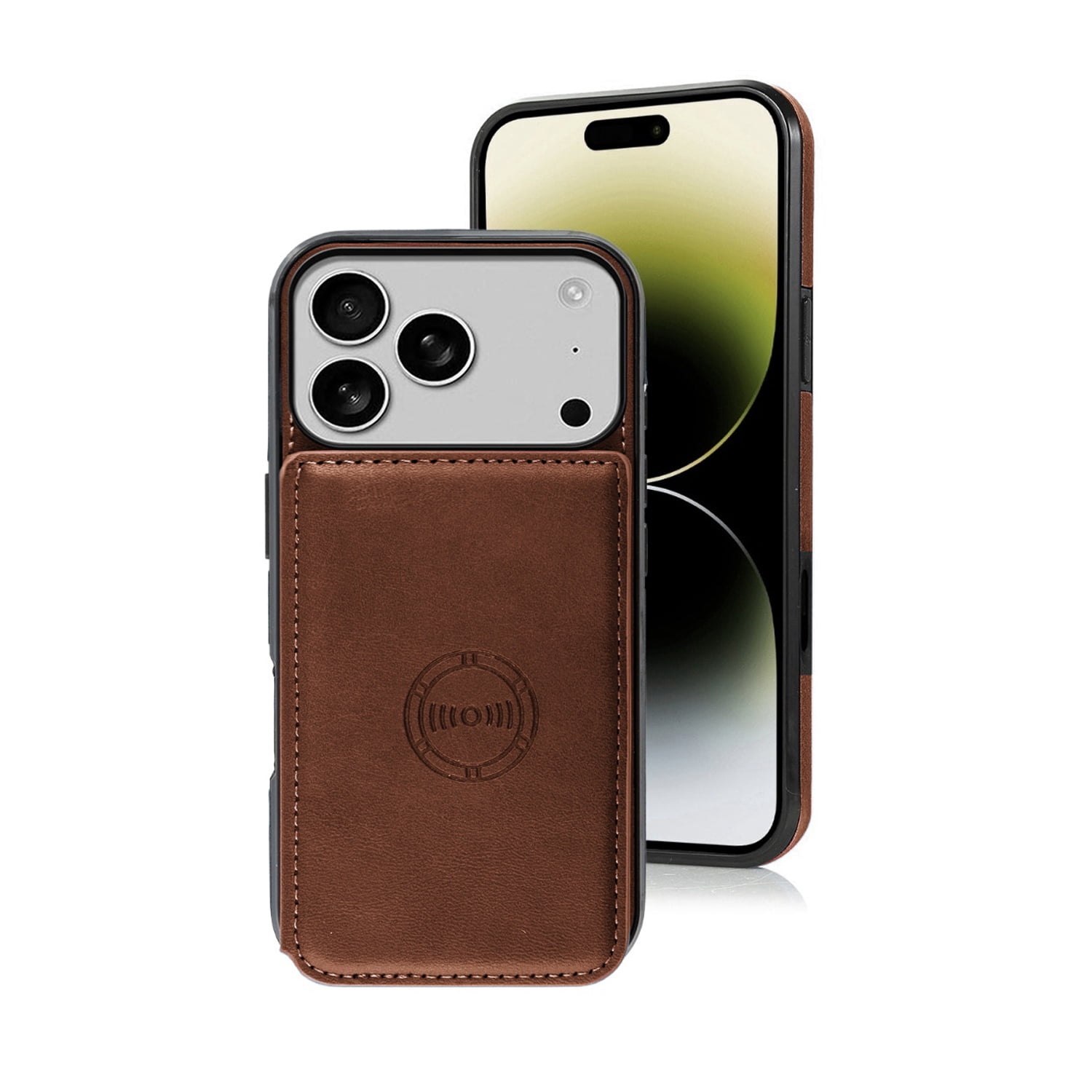 Leather Protective Case with Card Storage Pocket for iPhone 17 Pro Max - Brown