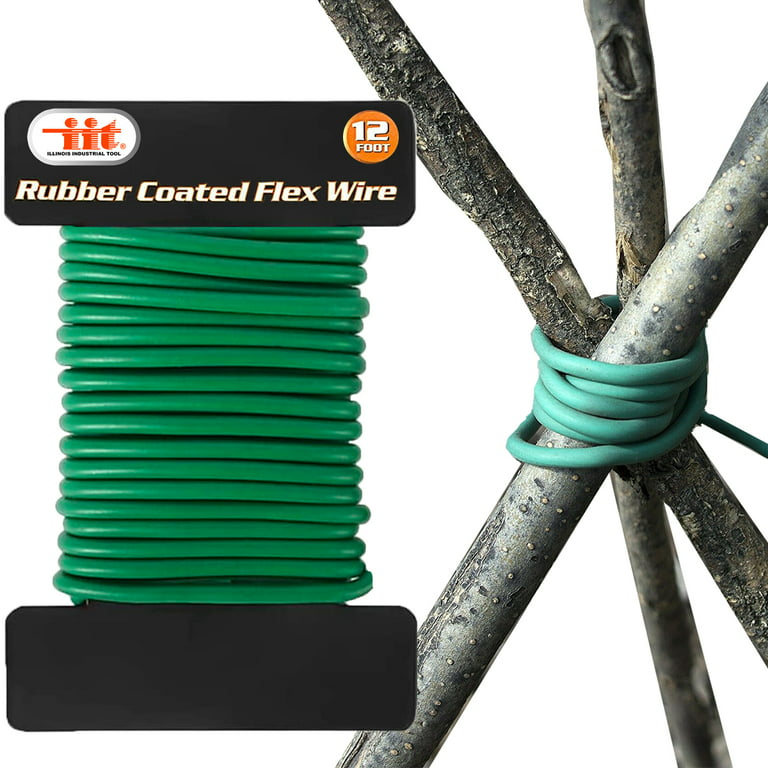 IIT 12ft Rubber Coated Flex Wire, Bundle Tie Organizer for Branches, Green
