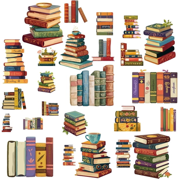 8 hojas de pegatinas para ventanas con 8 estilos de libros, estilo bohemio, resistentes al agua, anticolisión, despegables y adhesivas, para decorar paredes de vidrio.