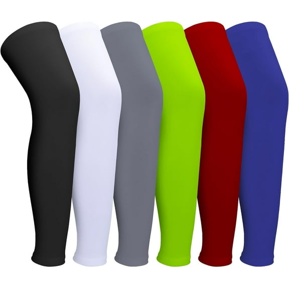 3 Pairs Leg Sleeves,Full Length Leg Compression Sleeve,Sports Leg Knee Sleeve with Anti Slip Silicone Strips