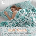 thumbnail image 4 of 3 Piece Teal Boho Duvet Cover Set Queen Size,Microfiber Comforter/Quilt Cover with Corner Ties and 2 Pillowcases,Ethnic Tribal Floral Abstract Art Aesthetics All Season Bedding with Zipper Closure, 4 of 8