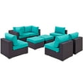 thumbnail image 3 of Modway Convene 8 Piece Outdoor Patio Sectional Set in Espresso Turquoise, 3 of 7