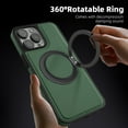 thumbnail image 6 of ELEHOLD Case for iPhone 13 Pro Max,  Magnetic Leather Case with 360°Rotatable Ring Stand [Compatible with MagSafe] Phone Case,Darkgreen, 6 of 6