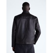 Free Assembly Men's Leather Jacket with Zip Pockets, Sizes XS-2XL