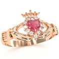 thumbnail image 2 of Claddagh Pink Tourmaline Diamond Ring In Solid 14k Rose Gold, 2 of 6
