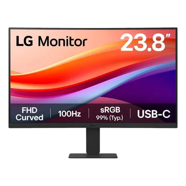 LG 24U421A-B Monitor de computadora curvado Full HD de 24 pulgadas (1920 x 1080), 100Hz, 5ms, HDR10, 3 lados sin bordes, interruptor, HDMI, USB tipo C de 15 W PD, soporte delgado inclinable, negro