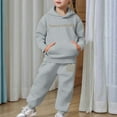 thumbnail image 4 of Outfits for Girls Girl Set Child Toddler Boys Girls Long Sleeve Solid Warm Hoodie Pullover Tops Pants Kids Outfits Sweat Suit, 4 of 7