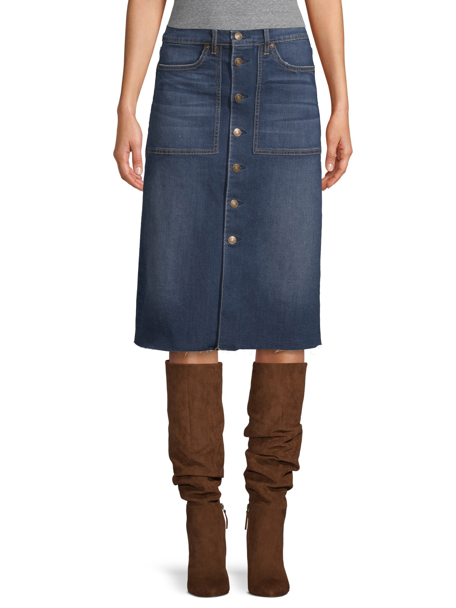 Scoop Boot Skirt Dark Wash Women's - Walmart.com