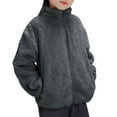 thumbnail image 4 of YMNXA Big Kids Girls Fuzzy Jacket With Pocket Long Sleeve Zip Up Solid Color Soft Warm Coat For Cold Weather Grey 1-2 Years, 4 of 6