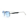 thumbnail image 6 of Bevel Lens Rimless Hustler Retro Gangster Rapper Rectangle Luxury Sunglasses Silver - Blue, 6 of 8
