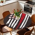 thumbnail image 5 of Round Fitted Tablecloth with Elastic Edge, American Flag Baseball Fitted Table Cloth for Round Tables, Patriot Black and White Red Waterproof Tablecloth for Outdoor Picnic Party 45-54in, 5 of 9