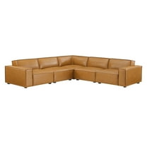 Modway Restore 5-Piece Vegan Leather Sectional Sofa in Tan