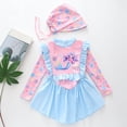 thumbnail image 2 of LRen Toddler Swimsuit Girl 6t Long Sleeve Swimsuit Two Piece Rash Guard Bathing Suit Upf 50+ Summer Swimwear Loose Fit Crew Neck Beachwear Girls Tankini Swimsuit, 2 of 7