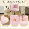 thumbnail image 3 of Ktaxon Vanity Chair, Adjustable Desk Chair with Metal Base and Swiveel Casters, Long Pile Fabric Makeup Chair for Women, Ideal for Office,Study and Home Pink, 3 of 8